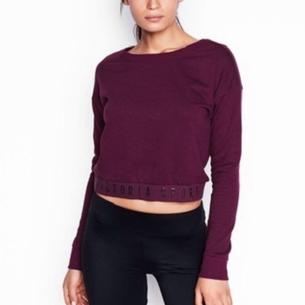 XS VICTORIAS SECRET SPORT Maroon Red crop sweater sweatshirt top